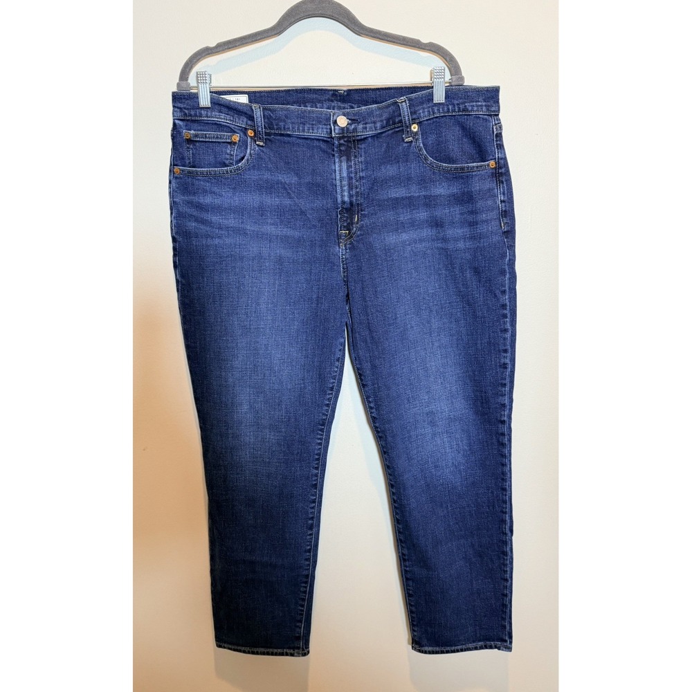 Gap Girlfriend Jeans Womens 16L Blue Mid Rise Relaxed Straight Stretch Denim